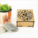 Elegant small square trinket box with Paua inlay, perfect for organizing jewelry and keepsakes. Crafted from NZ veneer.