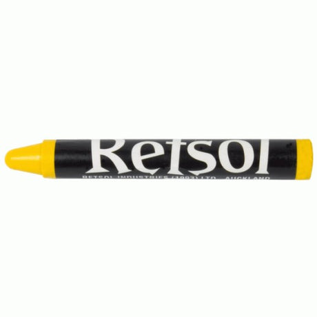 RETSOL Crayon Yellow, a non-toxic marking tool for timber and steel, featuring waterproof, vibrant pigments for precise applications.