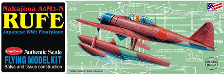 Balsa model kit of the Nakajima A6M2-N Rufe Float Plane, featuring a 16-inch wingspan, perfect for hobbyists and collectors.