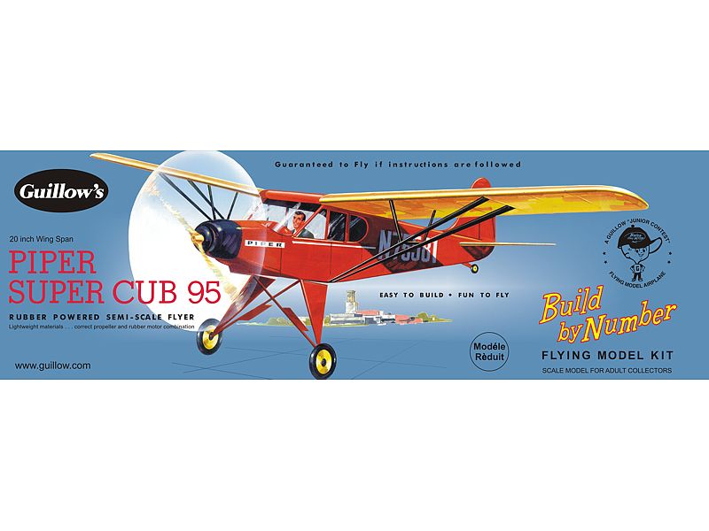 B.B.N Piper Super Cub 95 balsa kit with 20-inch wingspan for model building and flying fun, perfect for enthusiasts and groups.