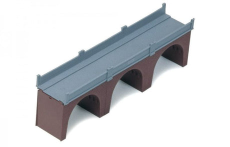 Hornby Viaduct model featuring a brick-built triple arch design, ideal for elevating model railway landscapes.