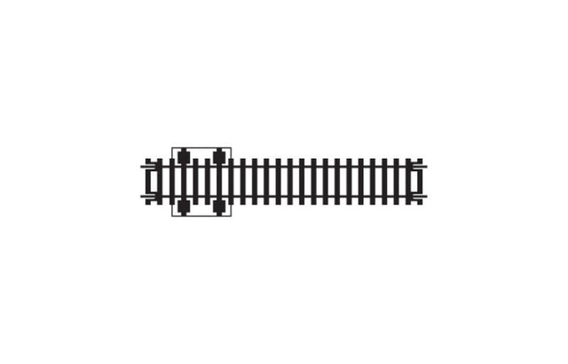 Hornby Double Isolating Track, 168mm, essential for controlling electrical flow in model railway layouts.