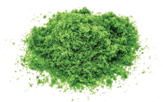 Lush medium green flockage for realistic landscape enhancement in model railways and dioramas. Perfect for hobbyists.