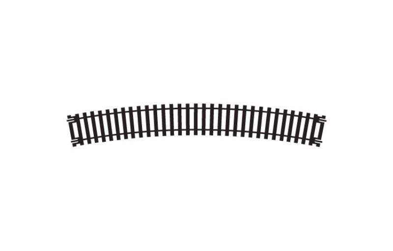 Hornby Curve 4th Radius track for smooth model railway layouts, 1/76 scale, durable and compatible with various Hornby trains.