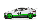 Scalextric Jaguar I-Pace #44 slot car with high detail, Magnatraction, and working lights for immersive racing fun.