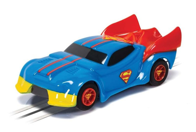 Micro 9v Justice League Superman slot car, 1/32 scale, perfect for thrilling high-speed racing and superhero adventures.