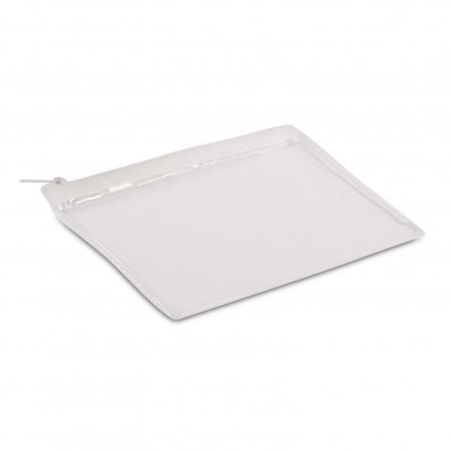 Set of 12 clear airline carry-on bags with sliding closures for easy organization of travel essentials.