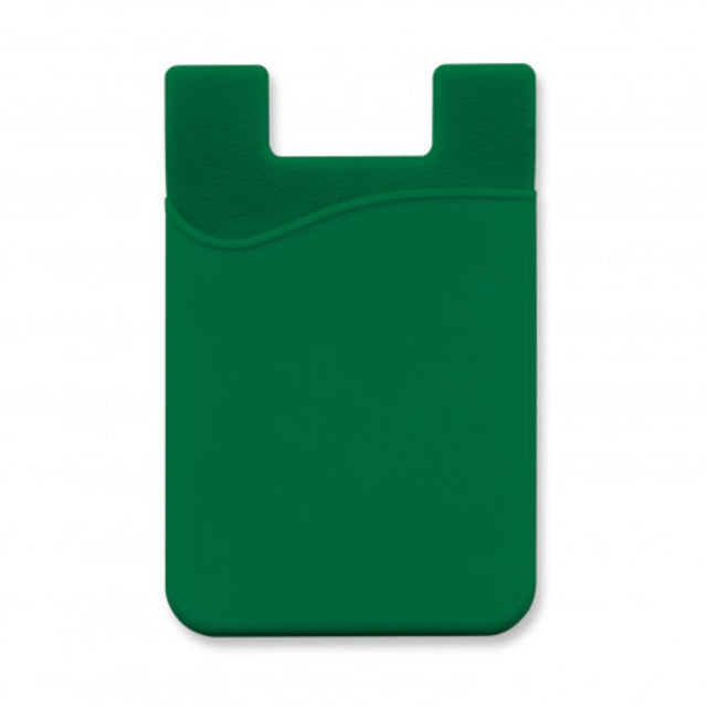 Dark green silicone phone wallet set of 12, adheres securely to phones, ideal for holding cards, stylish and practical.