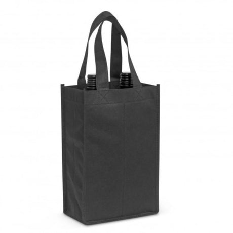 Double Black wine tote bag set of 24, features dual compartments for bottles, made from durable, lightweight eco-friendly material.
