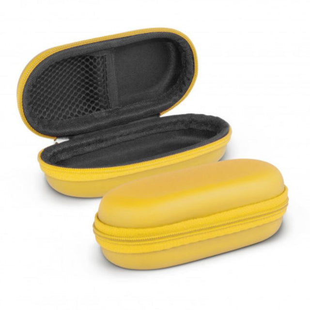 Set of 24 vibrant yellow EVA carry cases for power banks and Bluetooth accessories, compact and protective for travel.