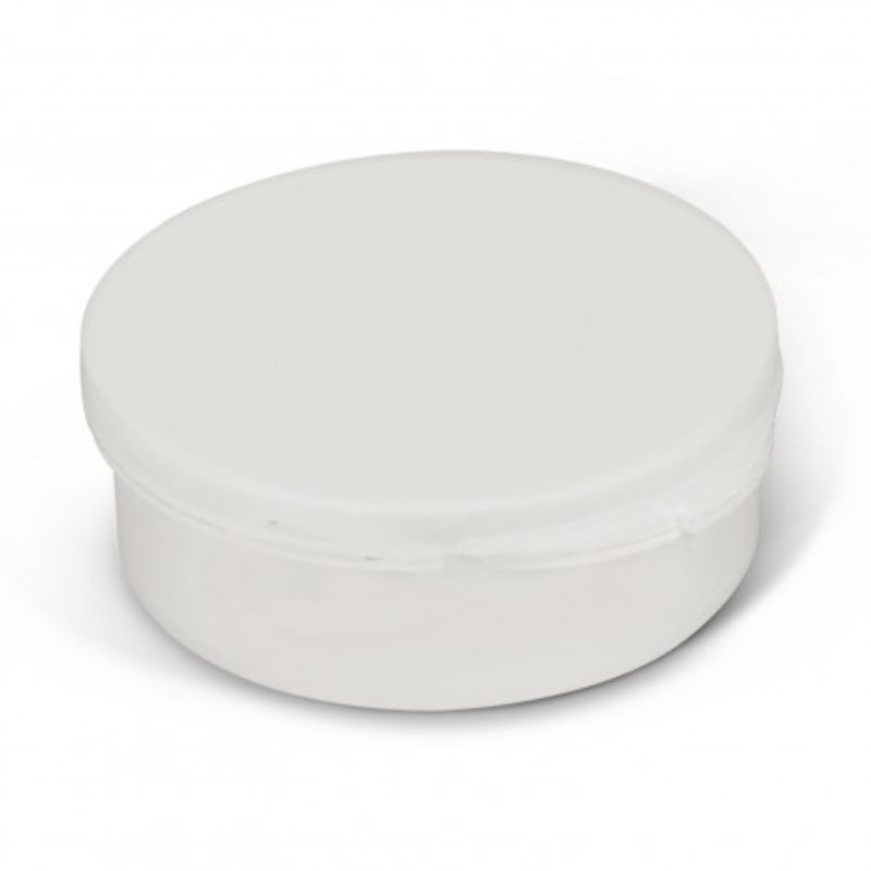 Set of 12 Mondo White Earbuds in a compact carry case, designed for comfort and exceptional sound quality on the go.