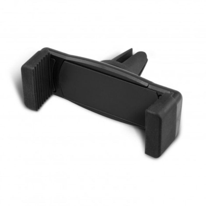 Black car phone holder set of 12, clips into air vents for secure smartphone access during driving.
