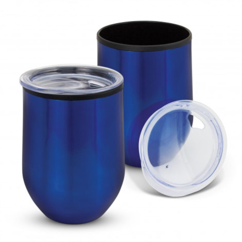 Set of 6 Trans Blue Cordia Cups, 350ml, double-wall construction for hot drinks, BPA-free, stylish and eco-friendly design.