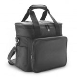 Sleek black Swiss Peak Cooler Bag with 16L capacity, thick insulation, and durable polyester for outdoor adventures.