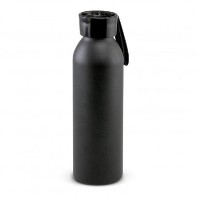 Set of 6 matte black 600ml aluminium Hydro Bottles with secure lids and silicone handles for stylish hydration.