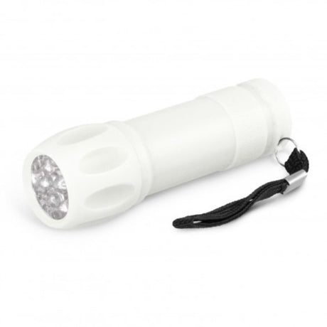 Set of 24 compact white flashlights with nine LEDs, ideal for outdoor use and emergency kits.