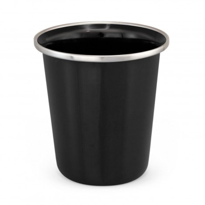 Set of 6 black enamel tumblers, 9.6cm tall, durable and stylish for outdoor use, perfect for hot or cold beverages.