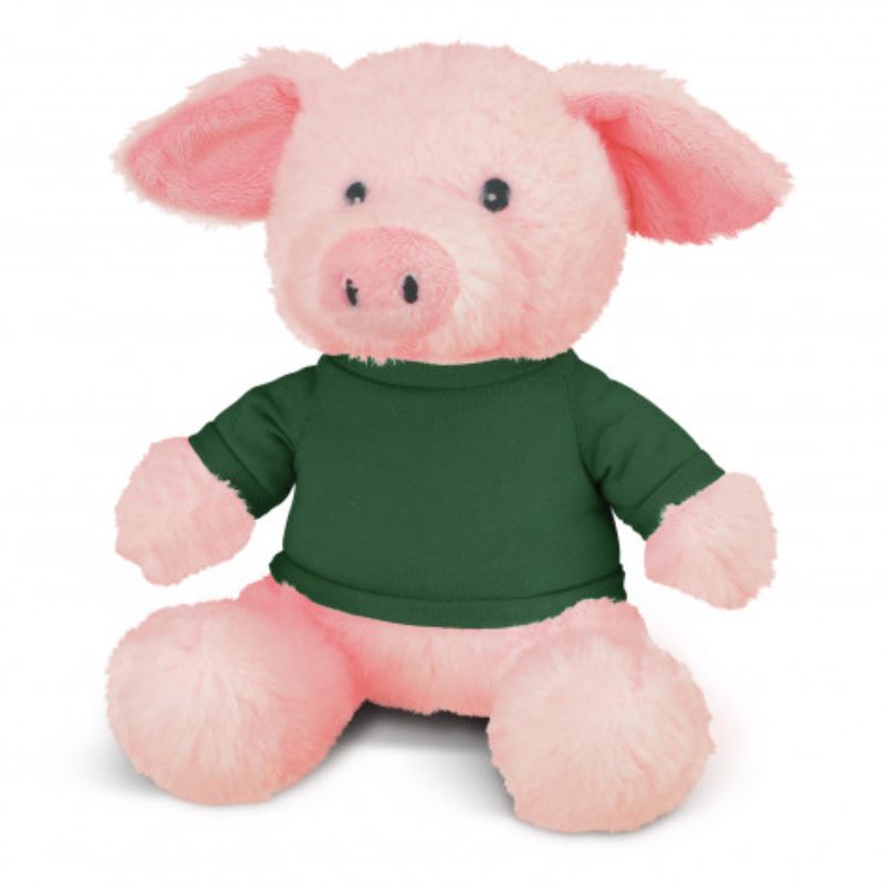 Set of 3 dark green plush pigs, each 200mm tall, soft and cuddly, perfect for kids and collectors.