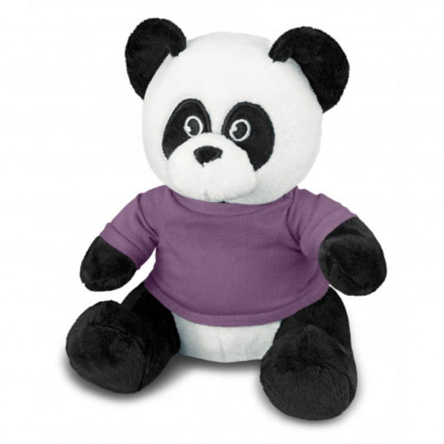 Set of 3 adorable soft panda plush toys in black, white, and purple, perfect for cuddling and imaginative play.