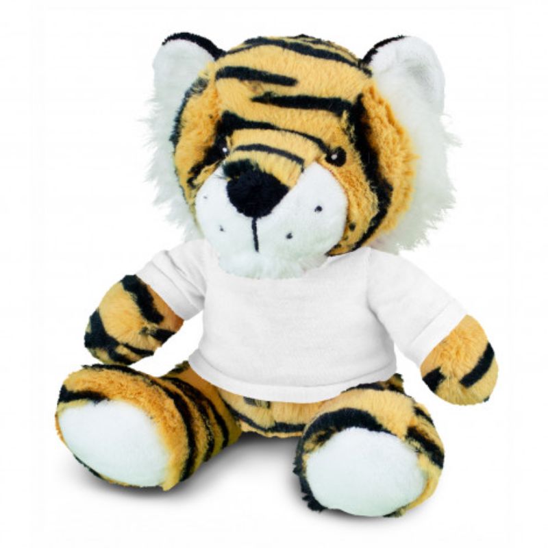 Set of 3 soft plush tigers in orange, black, and white, perfect for kids' playtime and whimsical decor.