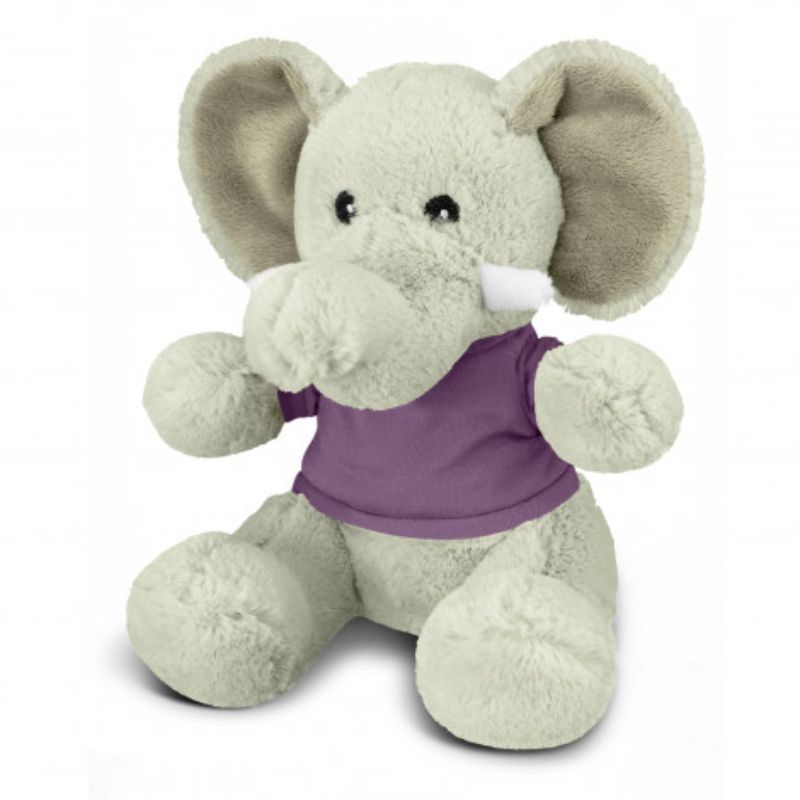 Set of 3 soft grey and purple elephant plush toys, perfect for cuddling and imaginative play. Each measures 220mm seated.