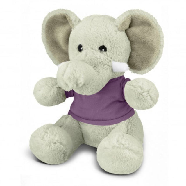 Set of 3 soft grey and purple elephant plush toys, perfect for cuddling and imaginative play. Each measures 220mm seated.
