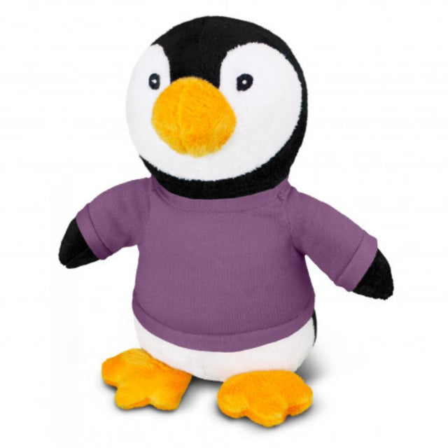 Set of 3 adorable penguin plush toys in black, white, orange, and purple, ideal for cuddling or gifting. Each 200mm tall.