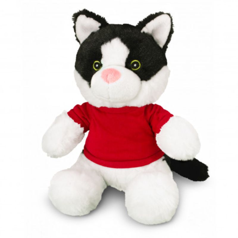 Set of 3 plush black and red cat toys, 220mm tall, perfect for cuddling and playful decor for cat lovers.