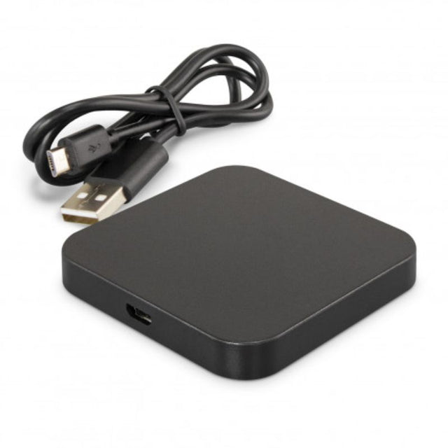 Set of 6 sleek black 5W wireless chargers for quick and efficient charging of Qi-enabled devices.