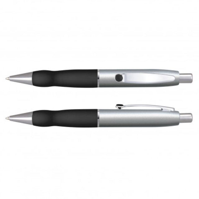 Set of 24 elegant Turbo Classic Silver retractable pens with ergonomic grip and 1800m black ink refill for smooth writing.