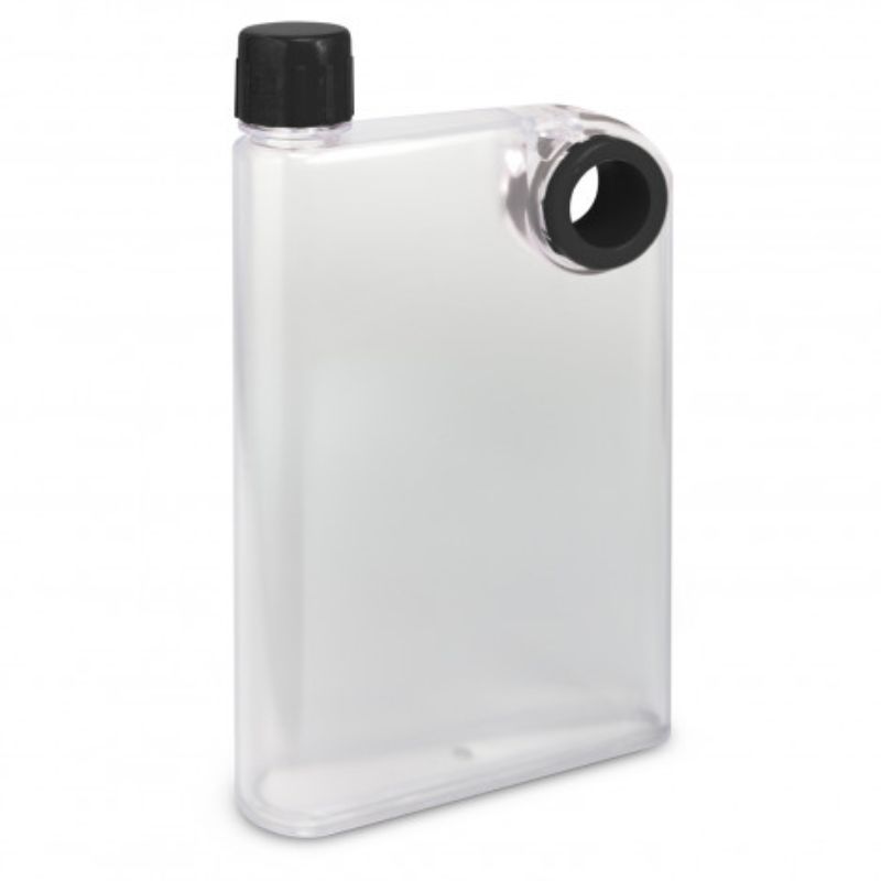Set of 6 sleek black frosted water bottles, 21.5cm tall, BPA-free, with secure lids and finger grips for easy hydration on the go.