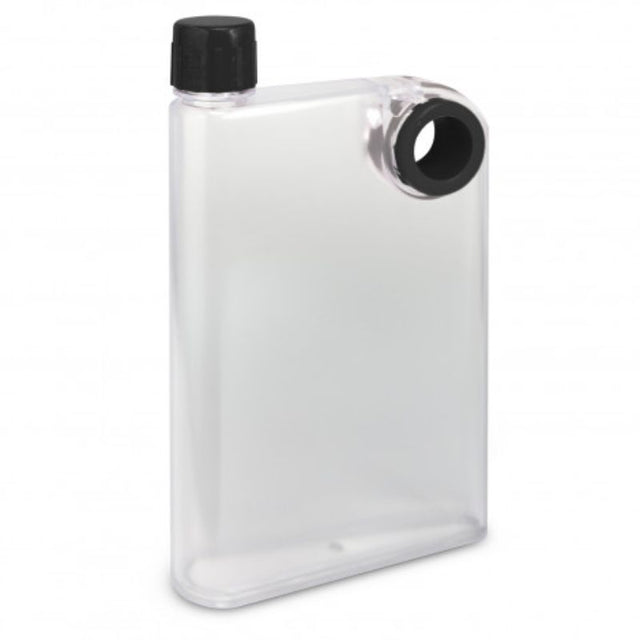 Set of 6 sleek black frosted water bottles, 21.5cm tall, BPA-free, with secure lids and finger grips for easy hydration on the go.