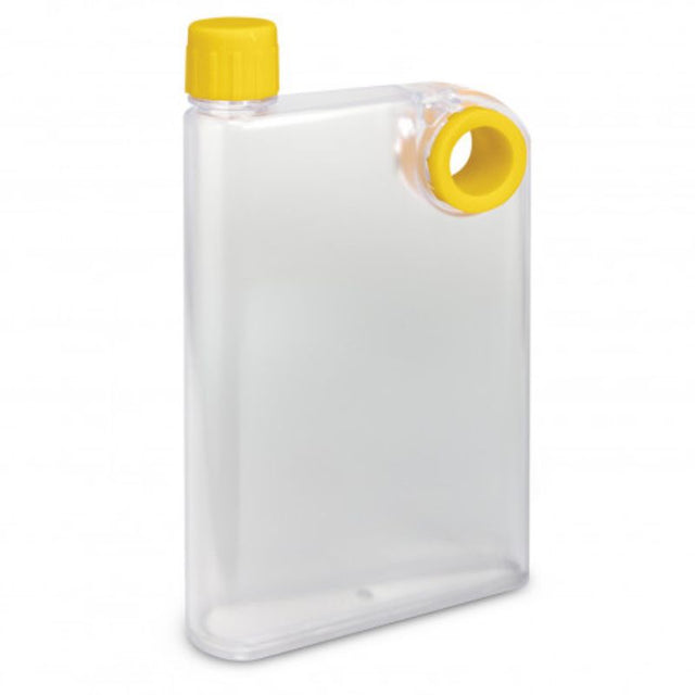 Set of 6 frosted yellow water bottles, 21.5cm tall, stylish, durable, BPA-free, with secure lids and finger grip.