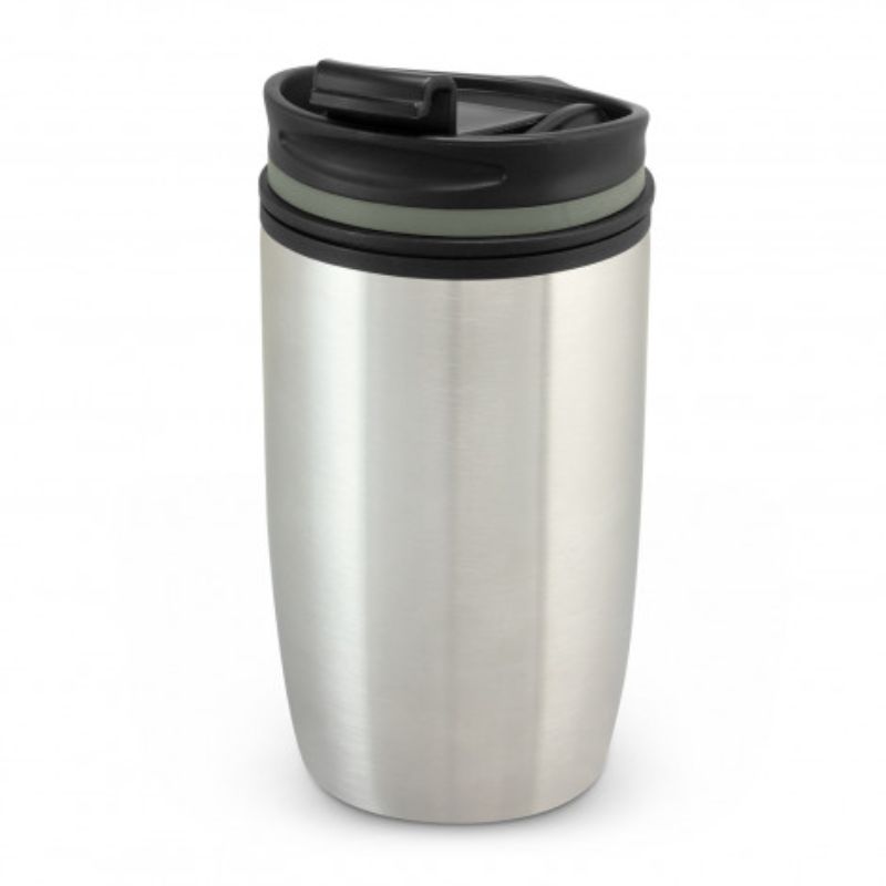 Double wall stainless steel cup set of 6, designed for hot or cold drinks with a spill-proof lid and non-marking base.