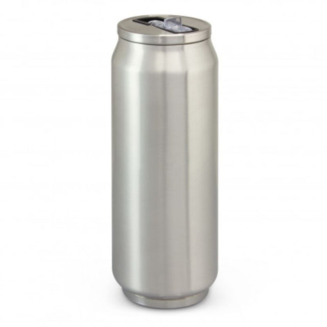 Set of 3 stainless steel vacuum bottles, 600ml, stylish can-shaped design with flip-out drinking valve and straw.