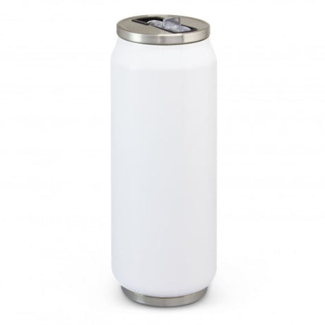 Set of 3 Gloss White Canister Vacuum Bottles, 600ml, double-wall insulated, with flip-out valve and straw for on-the-go hydration.