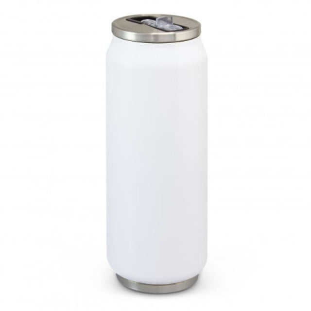 Set of 3 Gloss White Canister Vacuum Bottles, 600ml, double-wall insulated, with flip-out valve and straw for on-the-go hydration.