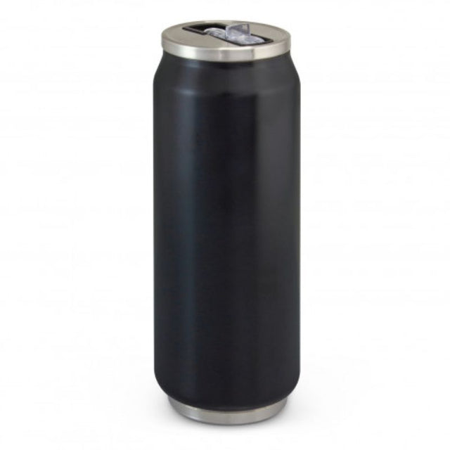 Set of 3 stylish Matt Black 600ml canister vacuum bottles with double wall insulation and convenient drinking valve.