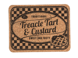 Cork tablemats featuring Jam Roly-Poly and Treacle Tart designs, adding whimsy and elegance to dining spaces.