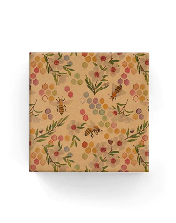 Wrapping Paper - 60cm Bees & Manuka on Kraft Wrap