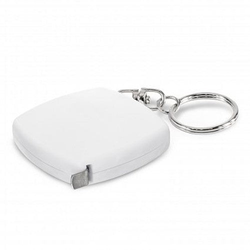 Compact white tape measure key rings set of 20, featuring dual measurement units for on-the-go convenience.
