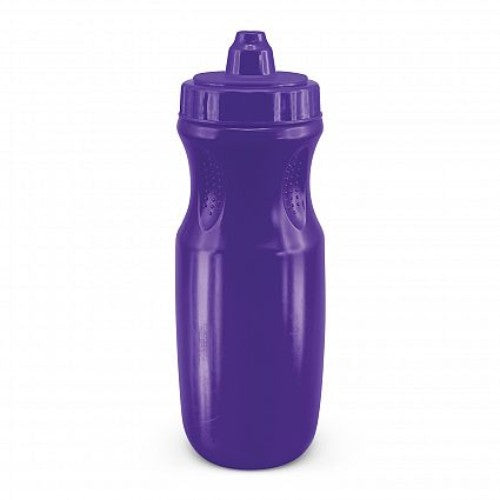 Set of 12 purple Calypso drink bottles, 600ml, BPA-free with non-drip valve, perfect for hydration on-the-go.