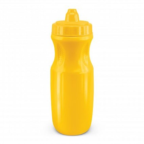 Bright yellow Calypso drink bottles set of 12, 600ml, BPA-free, with non-drip valve for mess-free hydration on the go.