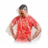 Clear emergency rain coats in a set of 20, waterproof and breathable, ideal for outdoor events and preparedness kits.