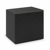 Elegant white stoneware latte mug with 300ml capacity, perfect for coffee lovers, presented in a stylish black gift box.