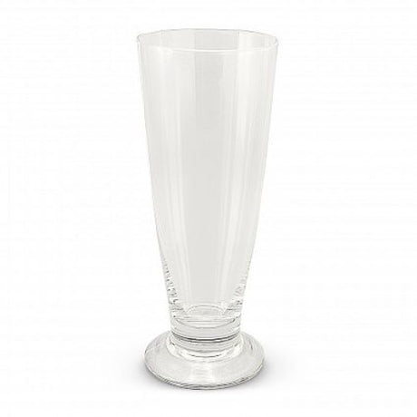 Set of 6 clear 400ml Luna beer glasses with stylish minimalist design and extended base for stability and comfort.