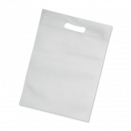 White eco-friendly gift tote bags with die-cut handles, ideal for events and sustainable gifting, pack of 50.