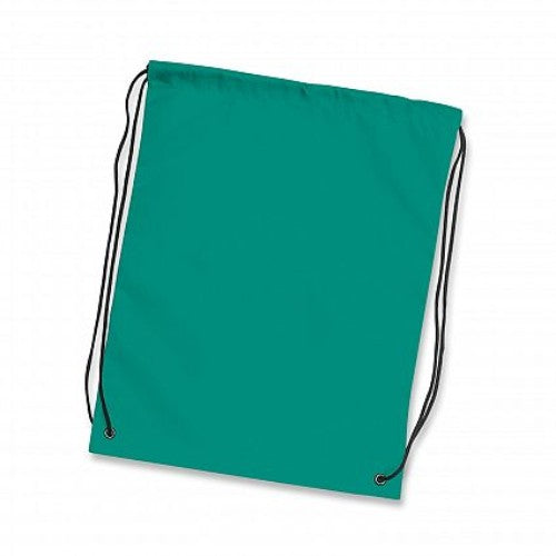 Set of 20 teal drawstring backpacks made from durable polyester, ideal for events, schools, and promotions.