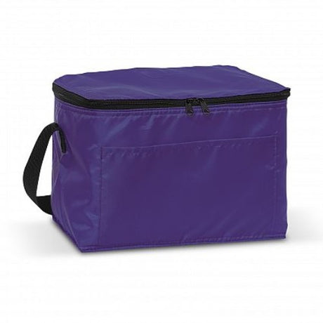 Pack of 10 purple Alaska Cooler Bags with 4.2L capacity, zippered top, insulation, and woven carry handle for easy transport.