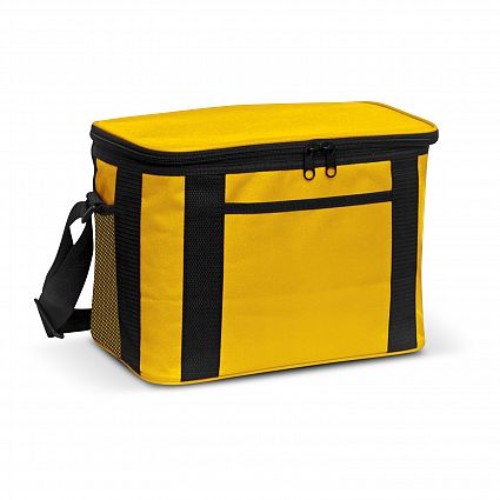 Vibrant yellow Tundra Cooler Bag, 10L, waterproof, insulated, with pockets, ideal for outdoor adventures.